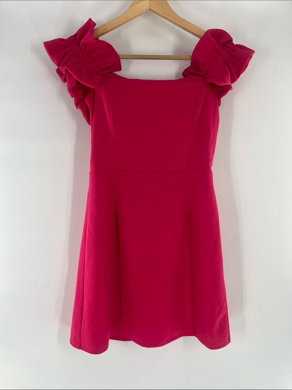 Bibi Pink Mini Dress w/Ruffled Sleeves Size M Gently Used
